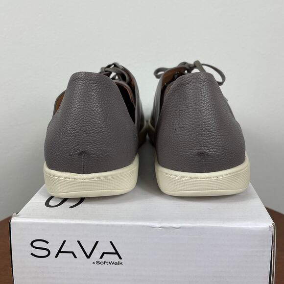 New SAVA x SoftWalk Neve Sneaker in Grey Leather Women's Size EU 42 - Picture 5 of 8